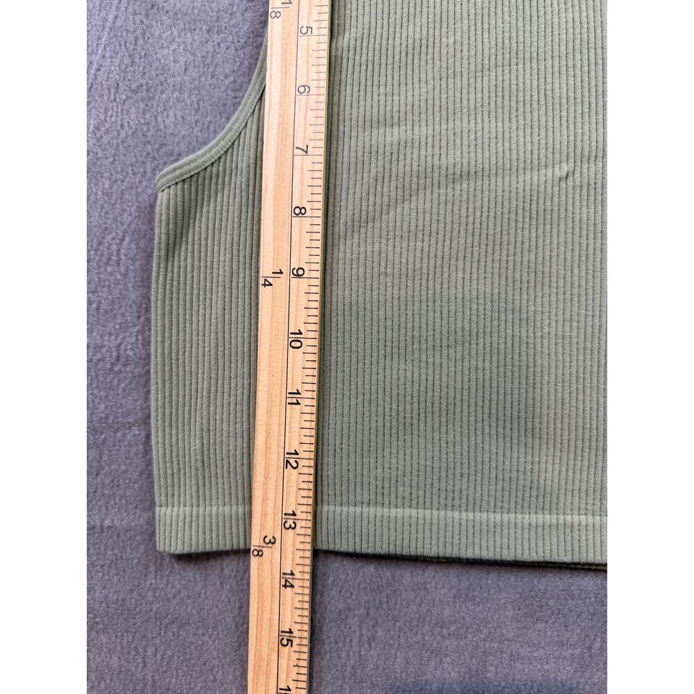 Zara Ribbed Fitted Strechy Sleeveless Tank Top Cropped Size XS Sage Green Layer - Picture 5 of 6